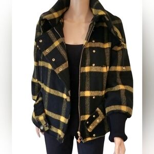 Baby Phat Black and Yellow Plaid Puffer Jacket